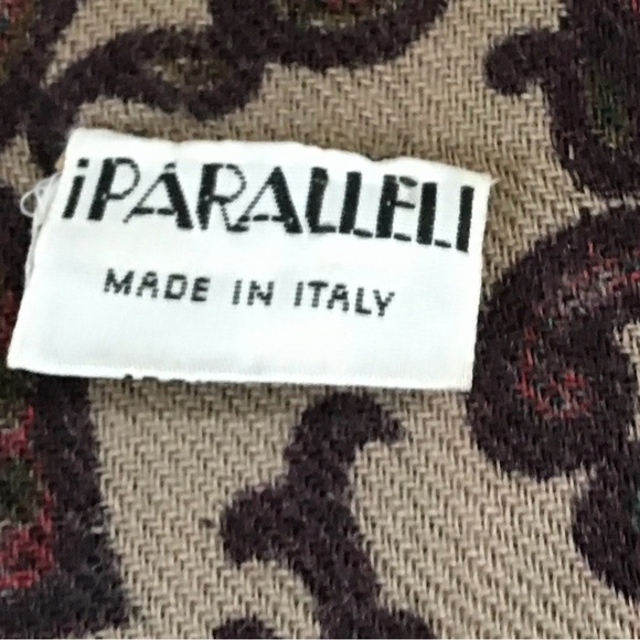 EMPORIO ARMANI VINTAGE 80s WOOL OVERSIZED SQUARE PAISLEY SHAWL SCARF IN EARTHY - Picture 10 of 13